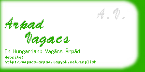 arpad vagacs business card