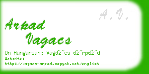 arpad vagacs business card